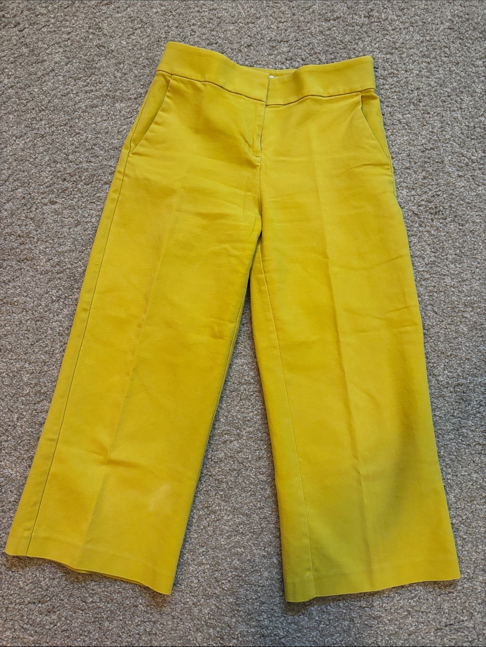 LOFT Mustard  Yellow Wide-Leg Crop Pants size 0p petite
